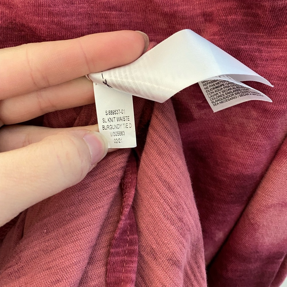 Old Navy Tie Die Waist Defined Midi Dress Burgundy L - Picture 8 of 12